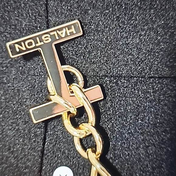 NWT Halston Black Wide Leg Gold Chain Waist Detail Junpsuit Size 4 - Picture 6 of 10